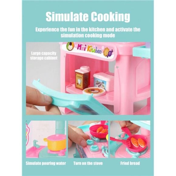 Kids Mini Kitchen Cooking Toy Set Pretend Cooking Food Play Boys Girls Gift - Picture 5 of 7
